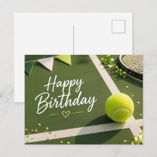 Tennisbal met Verjaardag op het veld Briefkaart
