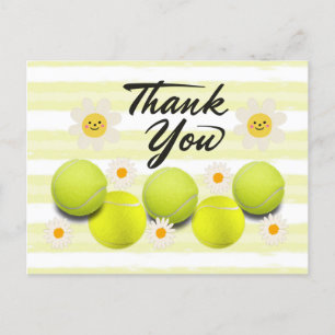 Tennisbal met witte madeliefjes bloem dank je briefkaart