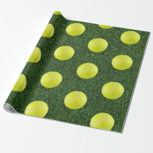 Tennisbal op groen gras cadeaupapier