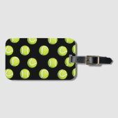 Tennisbal op zwarte achtergrond bagagelabel (Voorkant (horizontaal))