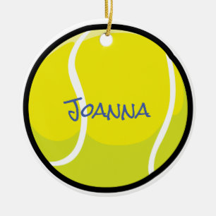 Tennisbal Team Speler Coach Geel Sport Fun Keramisch Ornament