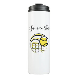 Tennisbal Vliegen Over het Net Gepersonaliseerde S Thermosbeker
