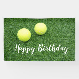 Tennisballen op groen gras spandoek