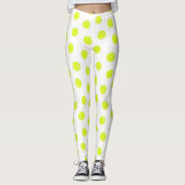 Tennisbalpatroon op wit leggings (Voorkant)