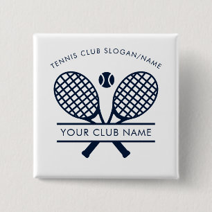 Tennisclub Naam Team Coach Elke Kleur Vierkante Button 5,1 Cm