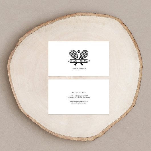 Tenniscoach Minimalist Zwart Wit Visitekaartje