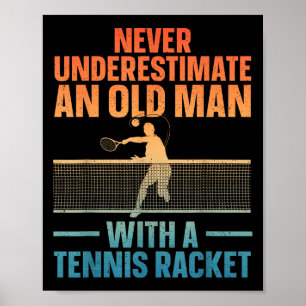 Tenniskunst voor mannen Opa Tennis Lover Tennis Pl Poster