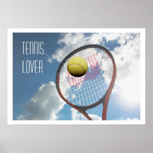 Tennisliefhebber, Racket en Bal in Lucht Poster