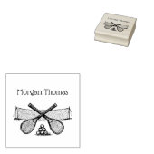 Tennisnet uit de oude doos, Gekruiste Rackets, Bal Rubberstempel (Gestempeld)