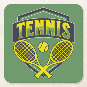 Tennisontwerp voor tennisliefhebbers vierkante kartonnen onderzetter