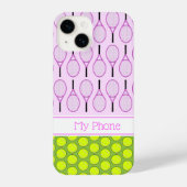 Tennispatroon aangepaste naam blauw iPhone 14 hoes Hoesje (Achterkant)