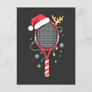 Tennispeddel met kerstmuts en kerstverlichting briefkaart