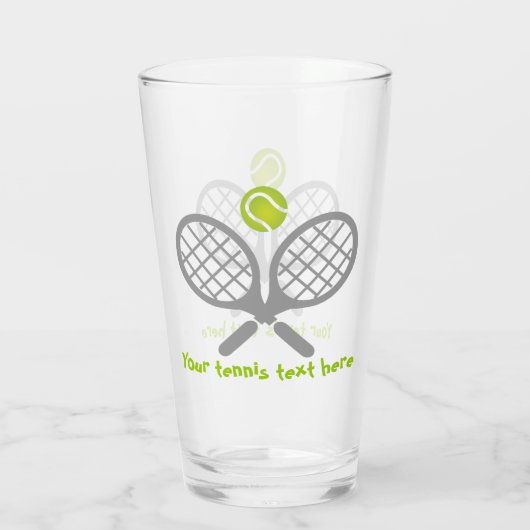 Tennisracket en bal grijs en groen glas (Achterkant)