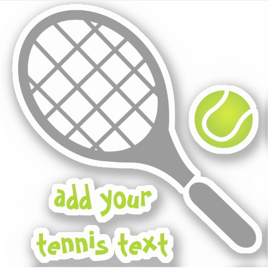 Tennisracket en bal grijs en groen sticker (Voorkant)