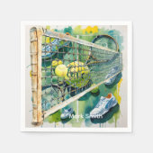 Tennisracket en bal op het veld Bedankt feest Servet (Voorkant)