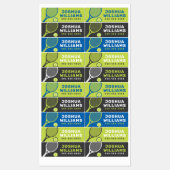 Tennisracket en balnaam telefoonnummer woning labels (Vel)