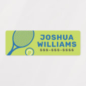 Tennisracket en balnaam telefoonnummer woning labels (Design 1)