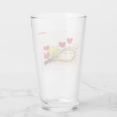 Tennisracket met bal en rode hart liefde glas (Achterkant)