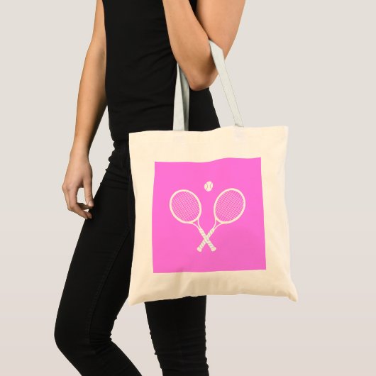 Tennisrackets & Bal Diep Roze Tote Bag (Voorkant (product))