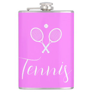 Tennisrackets en bal diep roze  heupfles