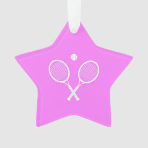 Tennisrackets en Bal Roze Ster Ornament