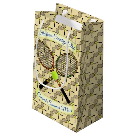 Tennisrackets Gift Bag Klein Cadeauzakje (Achterkant Gekanteld)