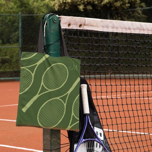 tennisrackets groen tote bag