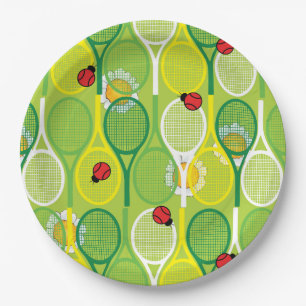 tennisrackets met ladyvogels papieren bordje