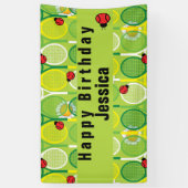 tennisrackets met ladyvogels spandoek (Verticaal)