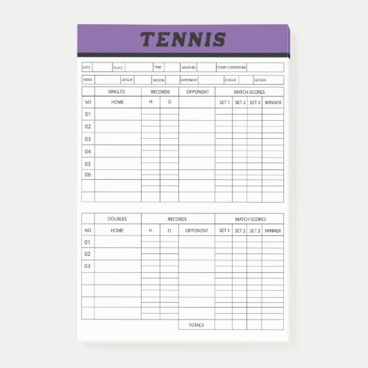 Tennisscorebladen -Scoring Pad Notities Post-it® Notes (Voorkant)