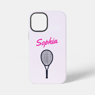 Tennisser Gift Meisjes Aangepaste Naam Roze Zwart iPhone 12 Mini Hoesje