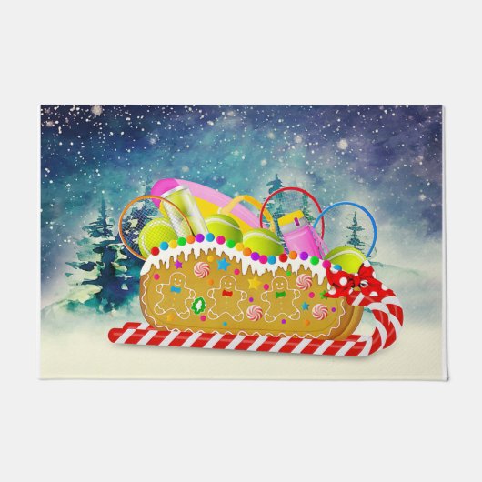 Tennisser Kerstdecoratie, Grappige Vakantie Deurmat (Voorkant)