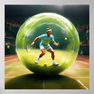 Tennisser op het veld, poster