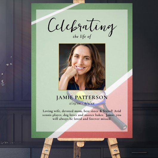 Tennisser, Viering van het Leven Foto Begrafenis Poster