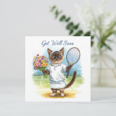 Tennisser wordt snel beter met bloemen in de hand kaart (Staand voorkant)