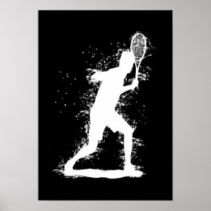 Tennisspeler - Abstracte Aquarel Kunst Poster