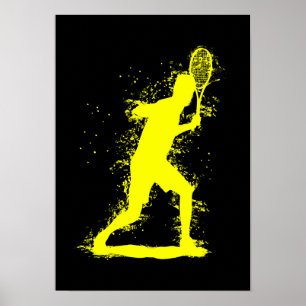 Tennisspeler - Abstracte Aquarel Kunst Poster