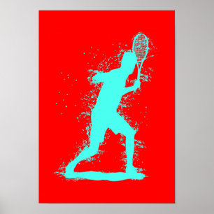Tennisspeler - Abstracte Aquarel Kunst Poster