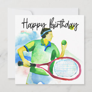 Tennisspeler aquarel kaart