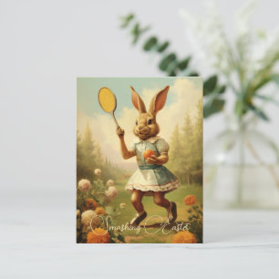tennisspeler schattig paashaas feestdagenkaart
