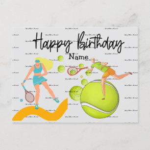 Tennisspeler speelt Happy Birthday Briefkaart