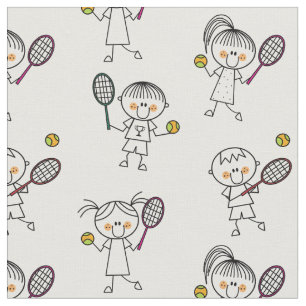 Tennisspelers met een teststok op wit stof