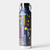 Tennissporten rood wit geel aangepaste naam waterfles (Voorkant)
