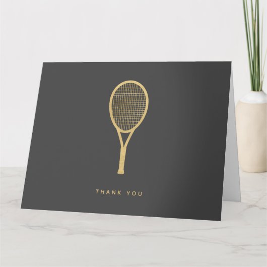 Tennisster gevouwen dank u bedankkaart (Voorkant)