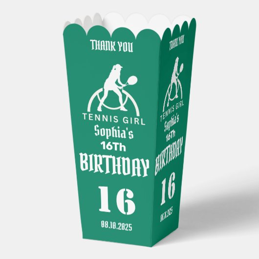 Tennisster Meisje, Verjaardag Meisje Favoriete Box Bedankdoosjes (Voorkant)