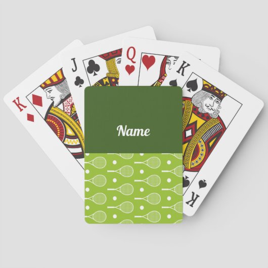 Tennisthema met racket en bal met naam pokerkaarten (Achterkant)