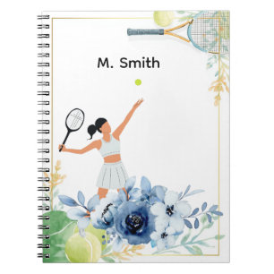 Tennisvrouw met bloemen notitieboek