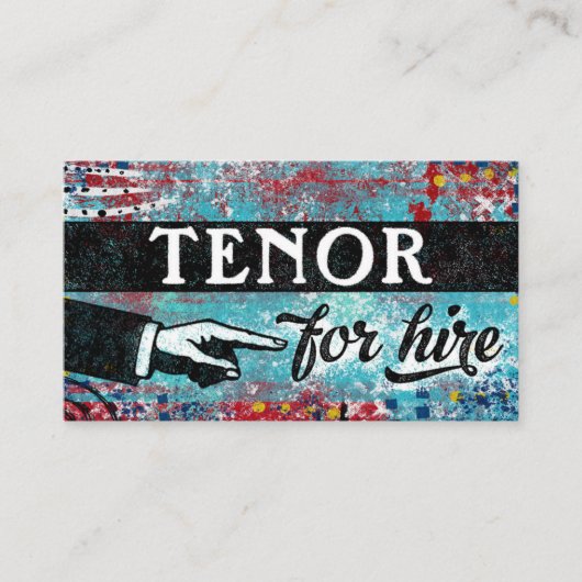 Tenor for Hire Visitekaartjes - Blue Red (Voorkant)