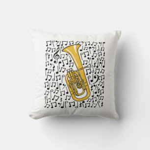Tenor Horn Musical Notes Brass Muziekdocent Kussen