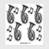 Tenorhoorn en Noten Sticker (Vel)